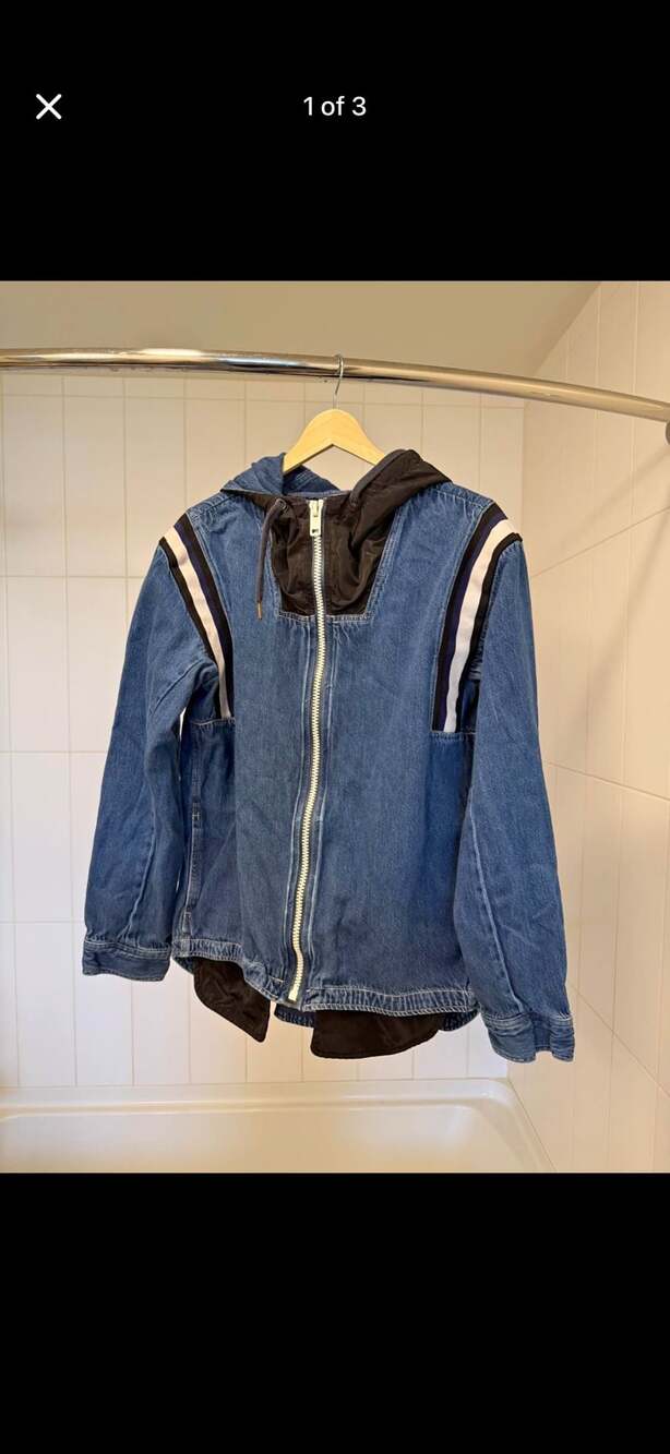 Diesel Denim and Nylon Hooded Jacket with Racing Stripes